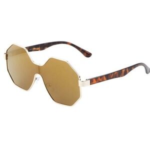 Oversized Octagon Sunglasses Gold Frame Tortoise Shell Arm Fashion UV Protection